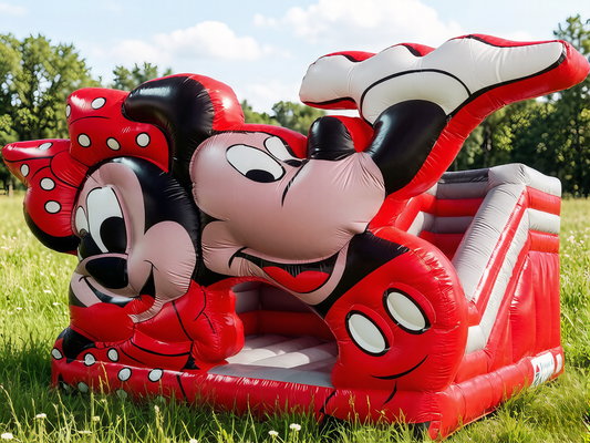Mickey & Minnie Mouse Themed Bounce House with Inflatable Slide | Character Bouncer for Parties - Jinshun Amusement Equipment