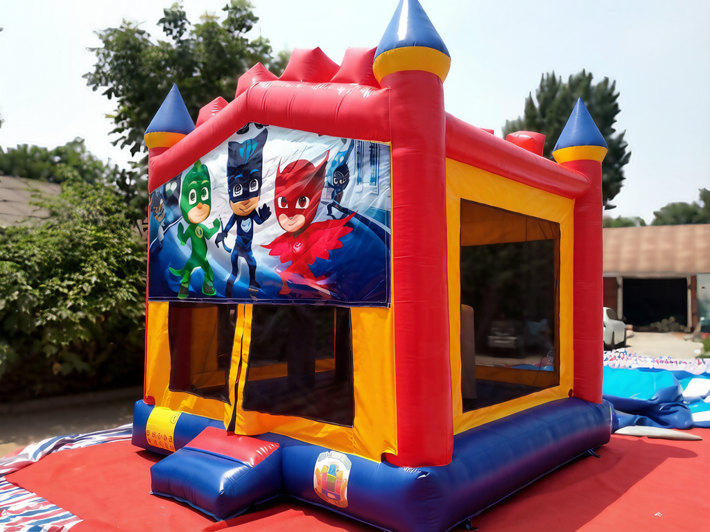 Vibrant Red, Yellow & Blue Bouncer with Transparent Windows | Durable Outdoor Fun - Jinshun Amusement Equipment