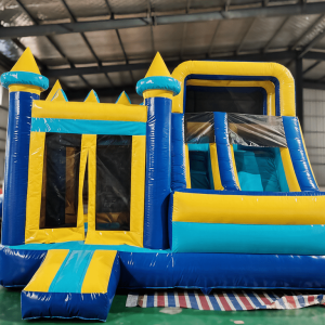 Commercial-Grade Inflatable Bouncer with Slide | Blue & Yellow Castle Theme for Indoor/Outdoor Fun