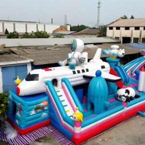 Custom Space Shuttle Inflatable Playground - Astronaut, Rocket & Slide Combo