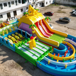 Large Custom Inflatable Theme Park - Complete Fun Zone with Slides & Racing Tracks