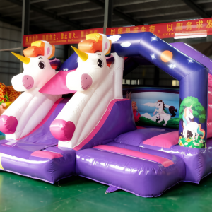 Magical Dual Unicorn Inflatable Bouncer Castle | Purple & Pink Themed Kids' Play Center