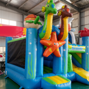 Ocean Adventure Inflatable Castle Bouncer | Sea Horse & Starfish Theme with "Seattle" Design