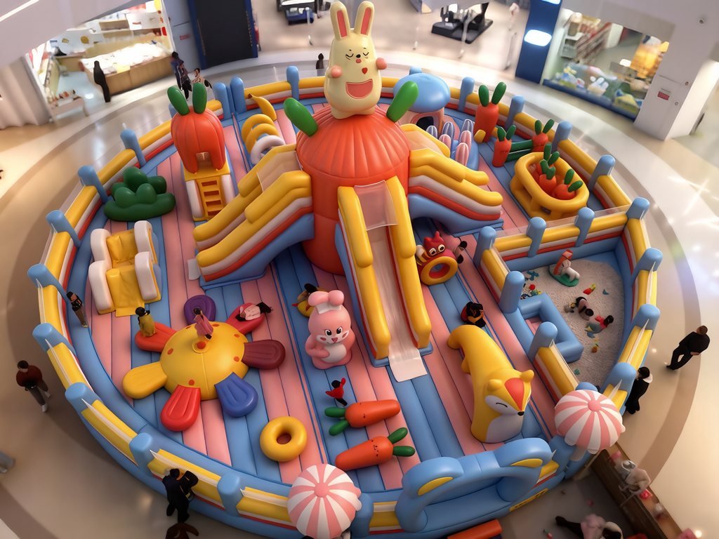 Vibrant Cartoon Bunny Inflatable Playground - Comp