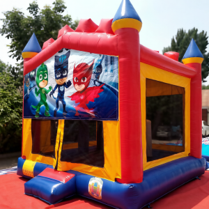 Red and Blue Superhero-Style Inflatable Bouncer